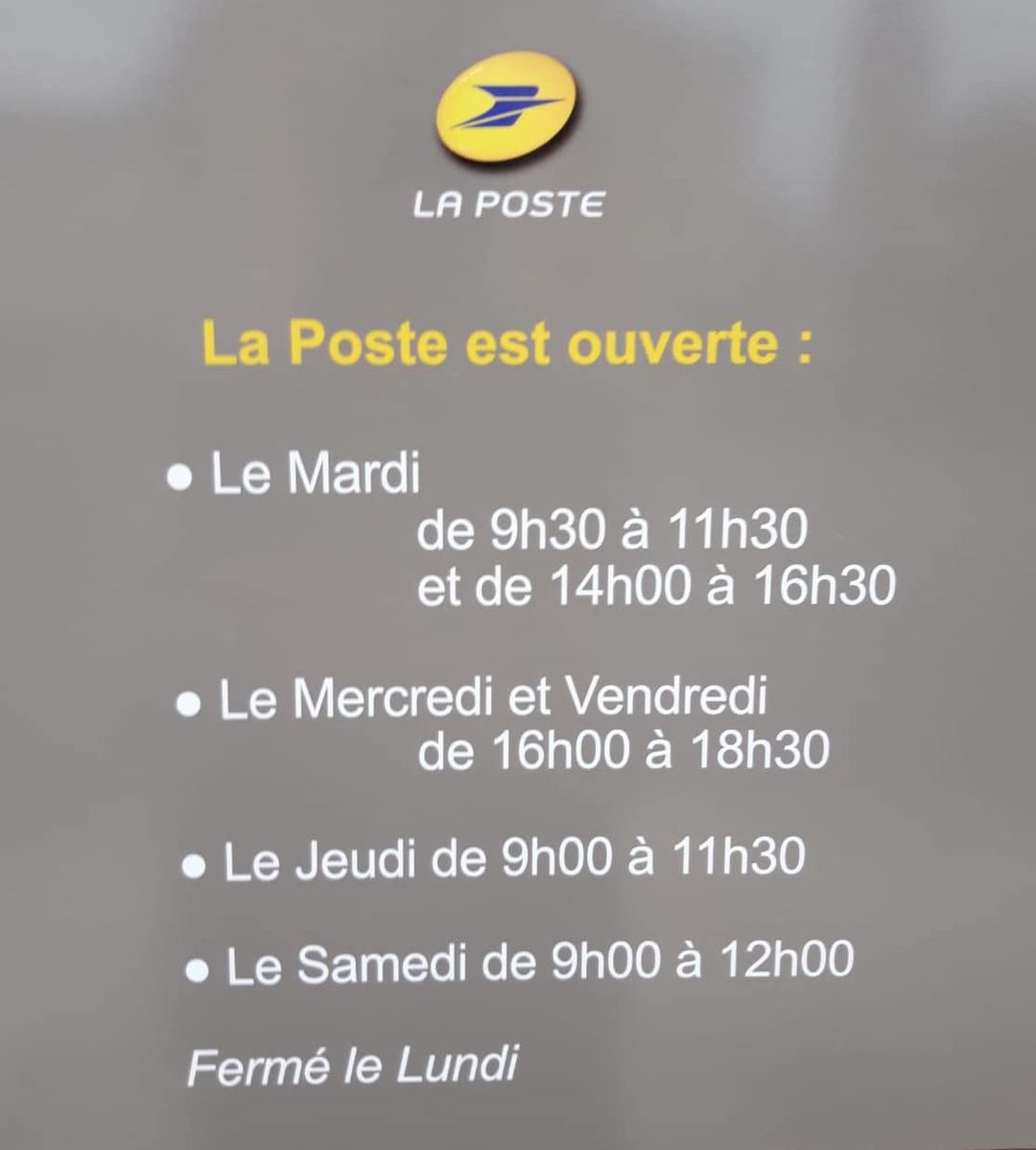 Horaires de l'agence postale