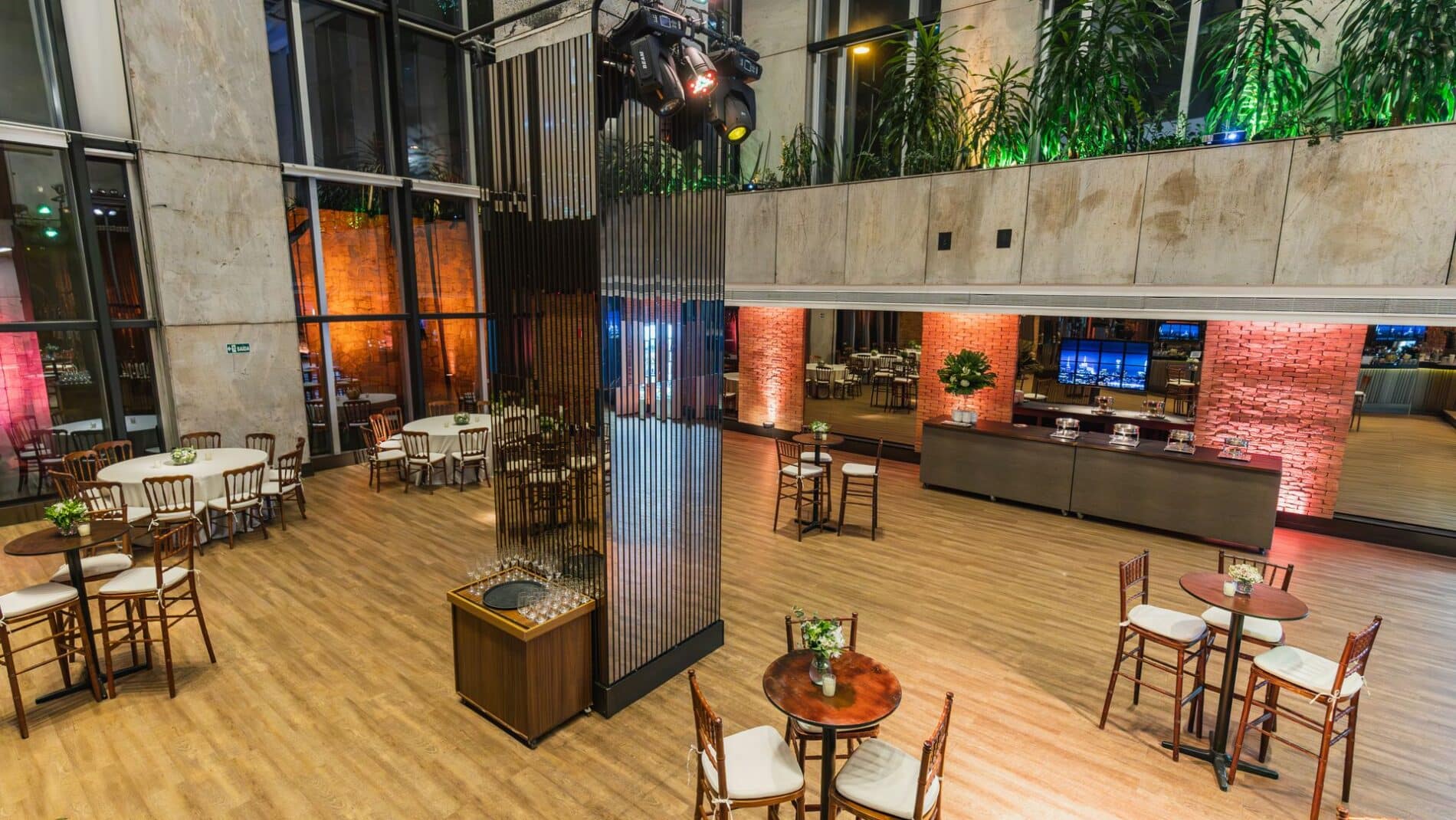 Spacious indoor venue with elegant decor, ready for events and celebrations.